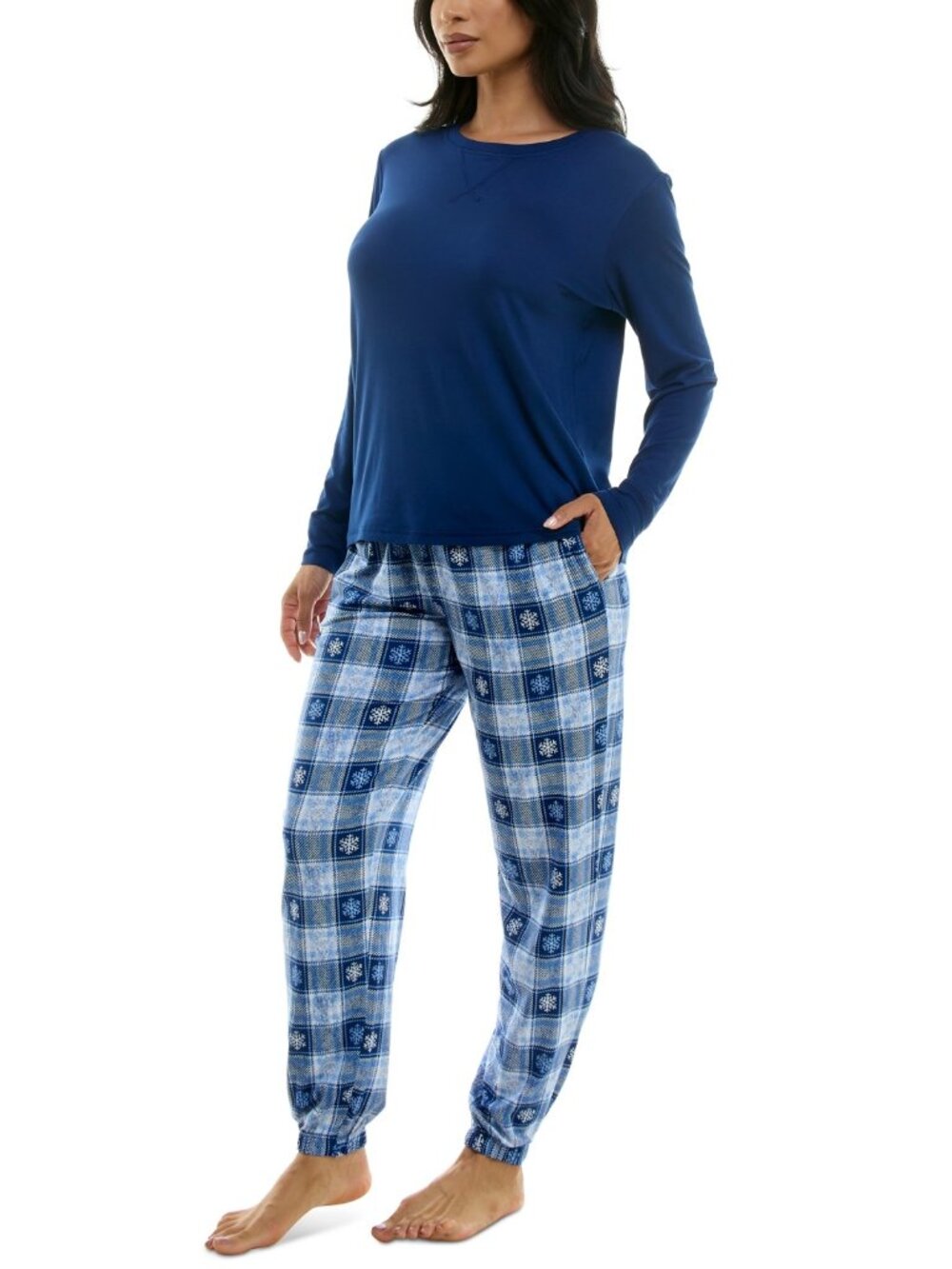 #2128 Roudelain Women's Cozy Luxe Printed Sleep Joggers - Woven Snow - Picture 4 of 7